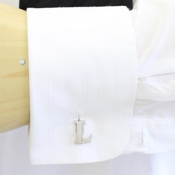 【バラ売り】シルバー・アルファベット【L】カフス(カフリンクス/カフスボタン)