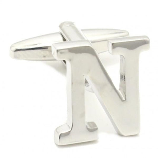 【バラ売り】シルバー・アルファベット【N】カフス(カフリンクス/カフスボタン)
