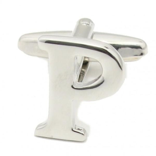 【バラ売り】シルバー・アルファベット【P】カフス(カフリンクス/カフスボタン)