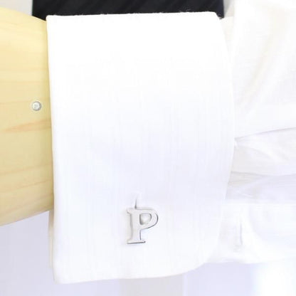 【バラ売り】シルバー・アルファベット【P】カフス(カフリンクス/カフスボタン)