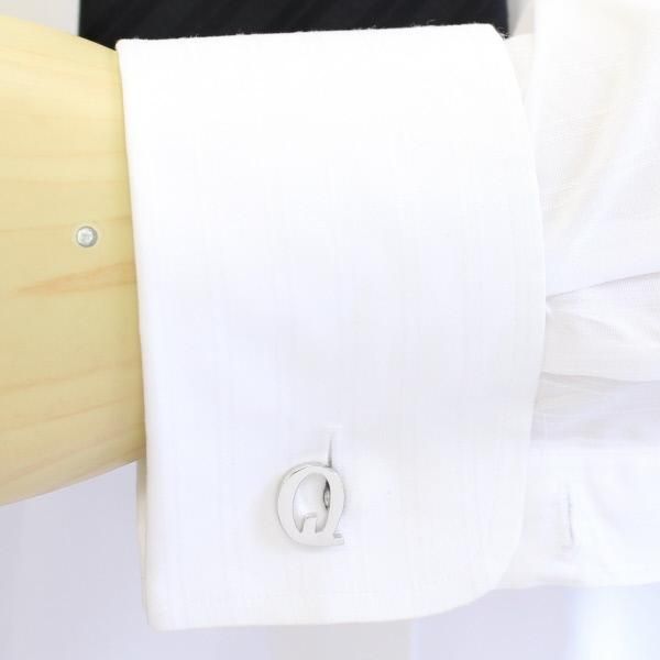 【バラ売り】シルバー・アルファベット【Q】カフス(カフリンクス/カフスボタン)