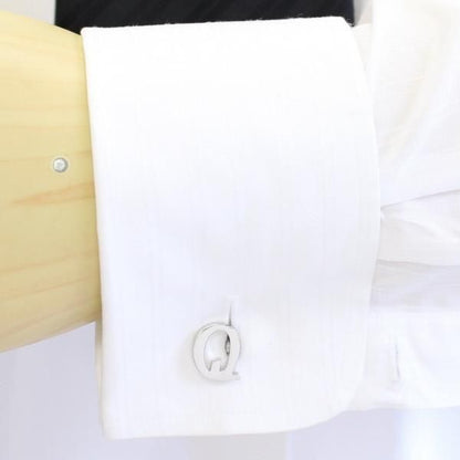 【バラ売り】シルバー・アルファベット【Q】カフス(カフリンクス/カフスボタン)