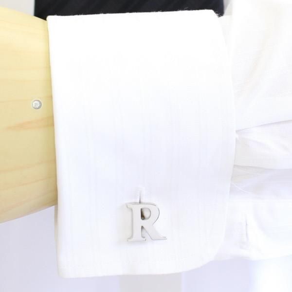 【バラ売り】シルバー・アルファベット【R】カフス(カフリンクス/カフスボタン)