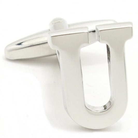 【バラ売り】シルバー・アルファベット【U】カフス(カフリンクス/カフスボタン)