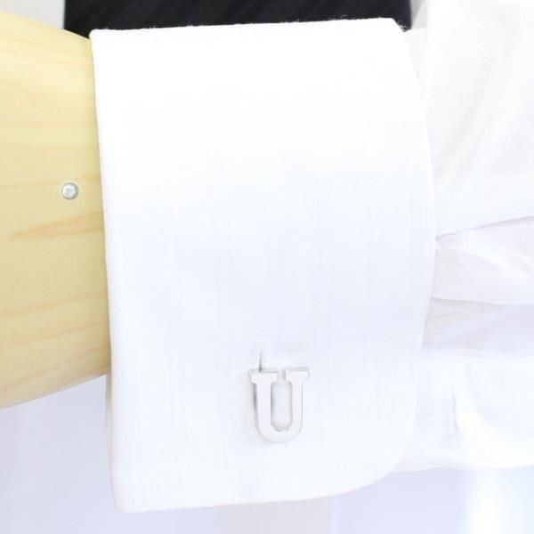 【バラ売り】シルバー・アルファベット【U】カフス(カフリンクス/カフスボタン)