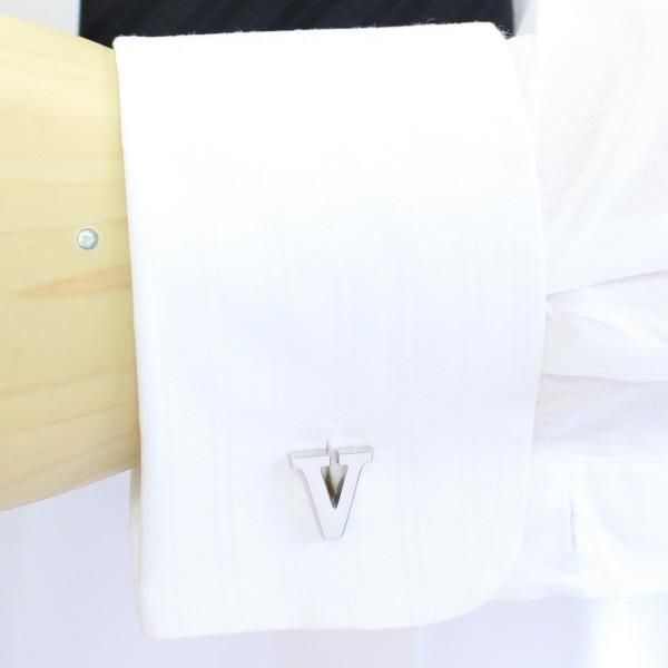 【バラ売り】シルバー・アルファベット【V】カフス(カフリンクス/カフスボタン)