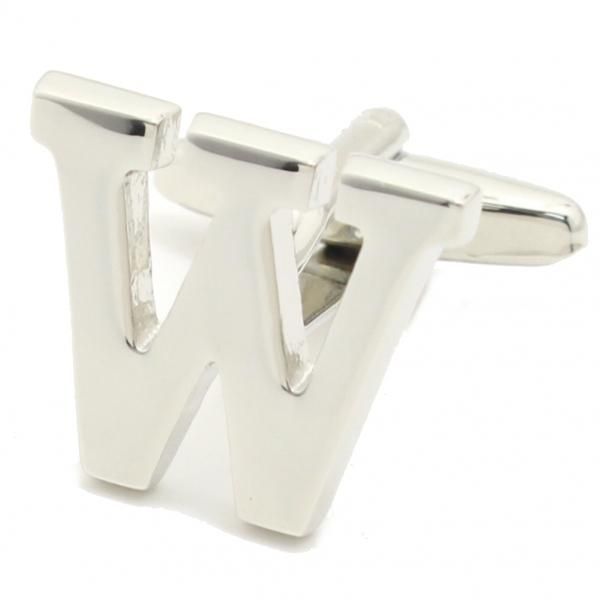 【バラ売り】シルバー・アルファベット【W】カフス(カフリンクス/カフスボタン)