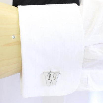 【バラ売り】シルバー・アルファベット【W】カフス(カフリンクス/カフスボタン)