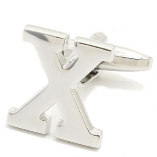 【バラ売り】シルバー・アルファベット【X】カフス(カフリンクス/カフスボタン)