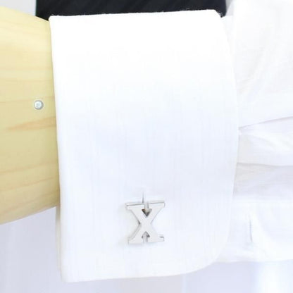 【バラ売り】シルバー・アルファベット【X】カフス(カフリンクス/カフスボタン)