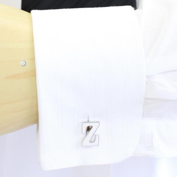 【バラ売り】シルバー・アルファベット【Z】カフス(カフリンクス/カフスボタン)