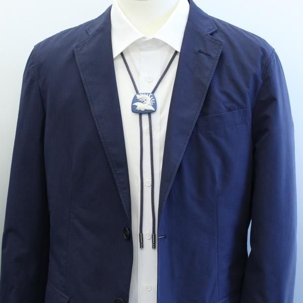 【陶華・TOHCA】台形・鳳凰フェニックス・ブルーのループタイ(ポーラー・タイ)