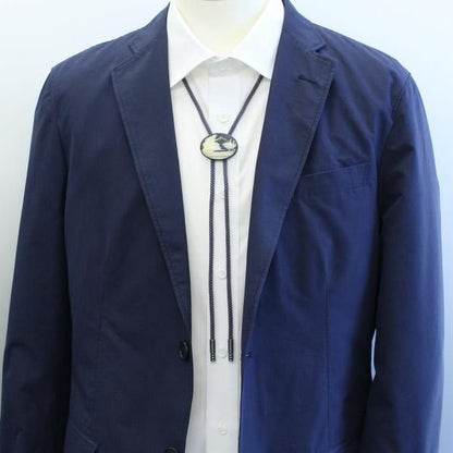 【陶華・TOHCA】オーバル・白鳥と車・グレーのループタイ(ポーラー・タイ)