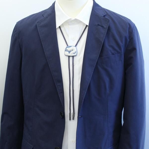 【陶華・TOHCA】台形・龍ドラゴン・ブルーのループタイ(ポーラー・タイ)