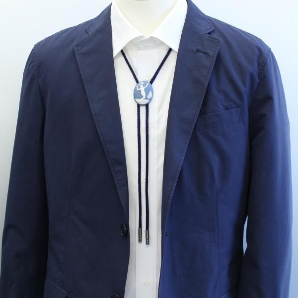 【陶華・TOHCA】オーバル・テニスプレイヤー・ブルーのループタイ(ポーラー・タイ)