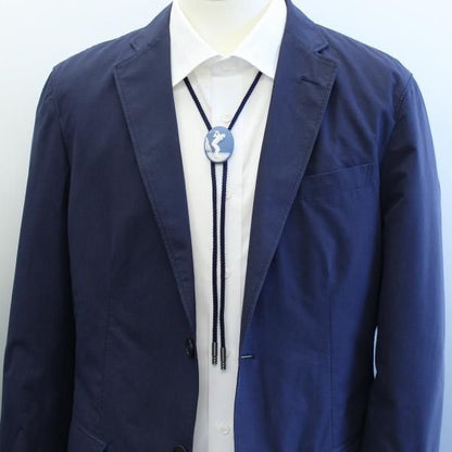 【陶華・TOHCA】オーバル・ゴルファー・ブルーのループタイ(ポーラー・タイ)