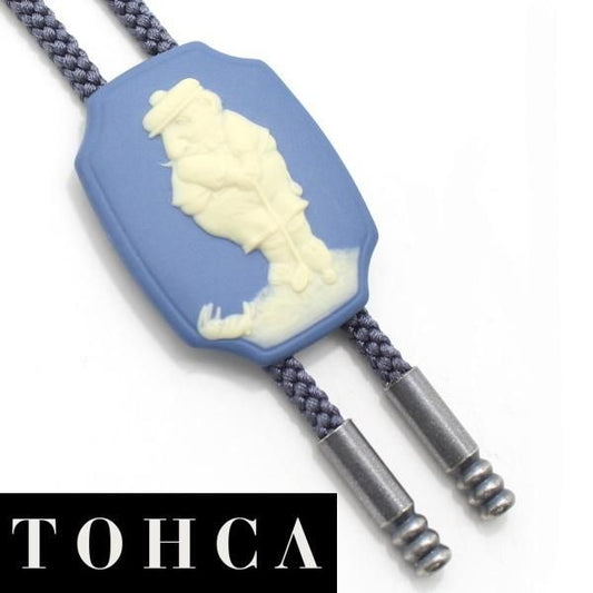 【陶華・TOHCA】八角形・英国スタイルのゴルフ紳士・ブルーのループタイ(ポーラー・タイ)