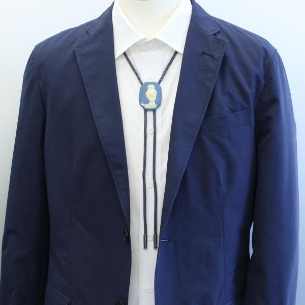 【陶華・TOHCA】八角形・英国スタイルのゴルフ紳士・ブルーのループタイ(ポーラー・タイ)