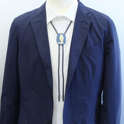 【陶華・TOHCA】八角形・英国スタイルのゴルフ紳士・ブルーのループタイ(ポーラー・タイ)