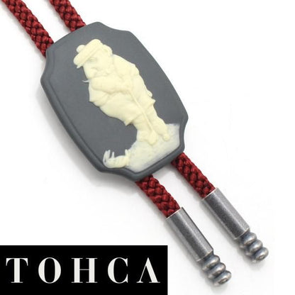 【陶華・TOHCA】八角形・英国スタイルのゴルフ紳士・グレーのループタイ(ポーラー・タイ)