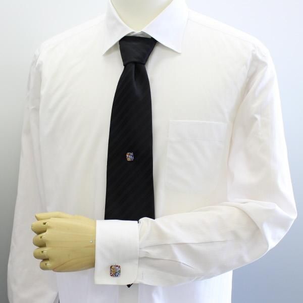 全2色・ムラーノ・ベネチアンガラス・モザイク・ムッリーネ・クリアのタイタック(ピンブローチ)