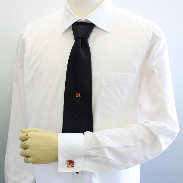 全2色・ムラーノ・ベネチアンガラス・ゴールド×レッドのタイタック(ピンブローチ)