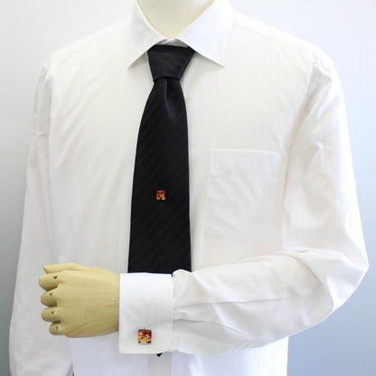 全2色・ムラーノ・ベネチアンガラス・ゴールド×レッドのタイタック(ピンブローチ)