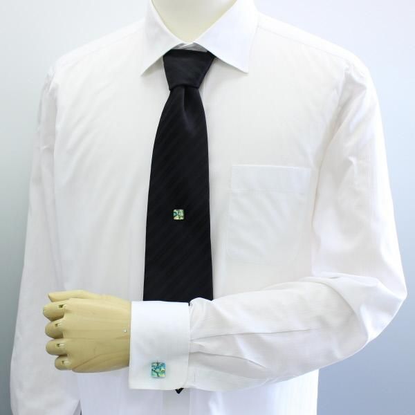 全2色・ムラーノ・ベネチアンガラス・ゴールド×アクアのタイタック(ピンブローチ)