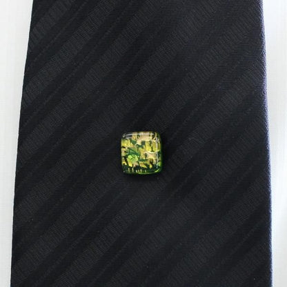 全2色・ムラーノ・ベネチアンガラス・ゴールド×グリーンのタイタック(ピンブローチ)