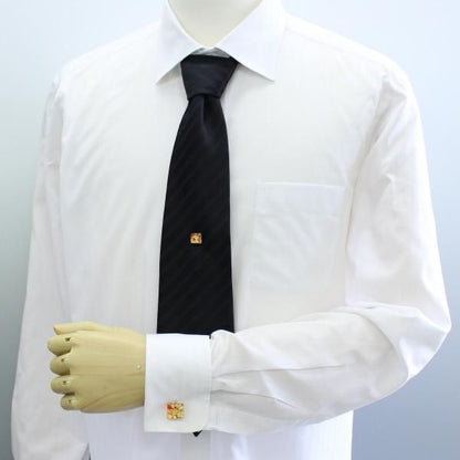 全2色・ムラーノ・ベネチアンガラス・ゴールド×オレンジのタイタック(ピンブローチ)