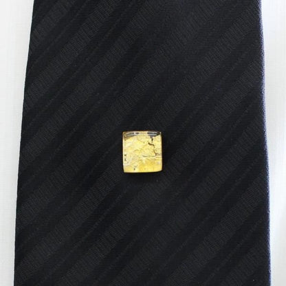 全2色・ムラーノ・ベネチアンガラス・ゴールド×イエローのタイタック(ピンブローチ)