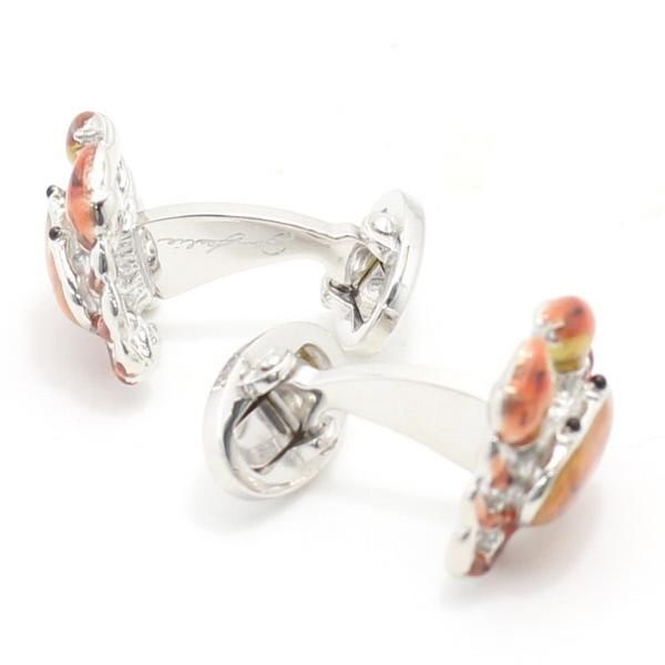 【JanLeslie】シルバー・オレンジグラデーション・蟹のカフス(カフリンクス/カフスボタン)