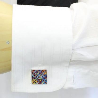 エキゾチックなカラフル・スクエアのカフス(カフリンクス/カフスボタン)