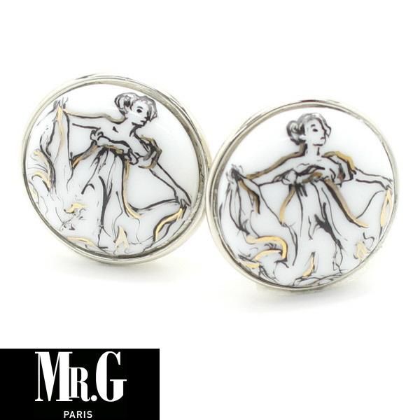 【Mr.G】Flou・アール・デコ調踊る女性のカフス(カフリンクス/カフスボタン)