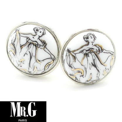 【Mr.G】Flou・アール・デコ調踊る女性のカフス(カフリンクス/カフスボタン)