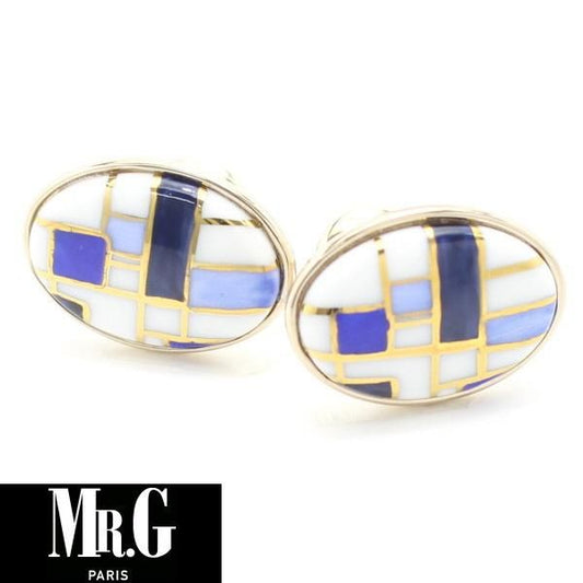 【Mr.G】Ｃathedral・ブルーグラデーションのカフス(カフリンクス/カフスボタン)
