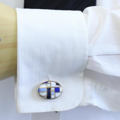 【Mr.G】Ｃathedral・ブルーグラデーションのカフス(カフリンクス/カフスボタン)