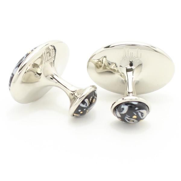 【Mr.G】ブラック×シルバー・ペイズリーのカフス(カフリンクス/カフスボタン)