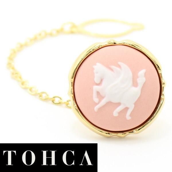【取寄品】【陶華・TOHCA】ゴールド・ラウンド・ペガサス・ピンクのタイタック(ピンブローチ)