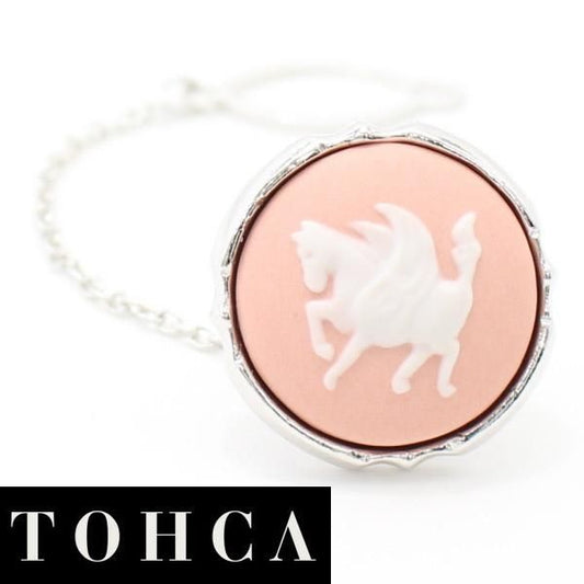取寄品【陶華・TOHCA】シルバー・ラウンド・ペガサス・ピンクのタイタック(ピンブローチ)