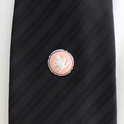 取寄品【陶華・TOHCA】シルバー・ラウンド・ペガサス・ピンクのタイタック(ピンブローチ)