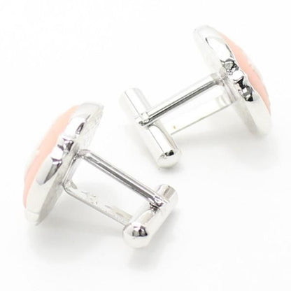 取寄品【陶華・TOHCA】シルバー・ラウンド・ペガサスカメオ・ピンクのカフス(カフリンクス/カフスボタン)