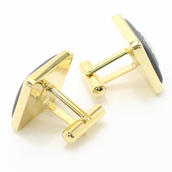 取寄品【陶華・TOHCA】ゴールド・スクウェア・ライオンカメオ・グレーのカフス(カフリンクス/カフスボタン)