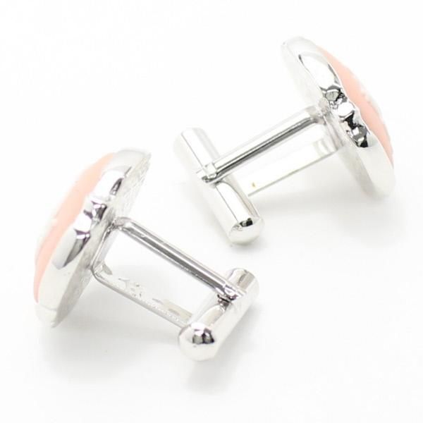 取寄品【陶華・TOHCA】シルバー・ラウンド・ペガサスカメオ・ピンクのカフスセット(タイピンセット)