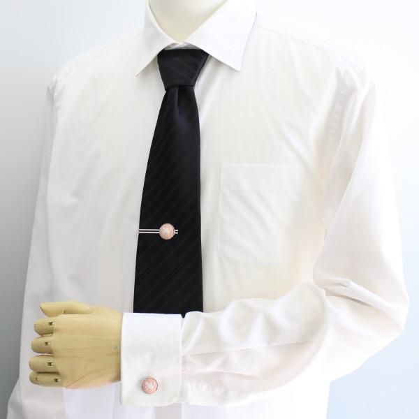 取寄品【陶華・TOHCA】シルバー・ラウンド・ペガサスカメオ・ピンクのカフスセット(タイピンセット)