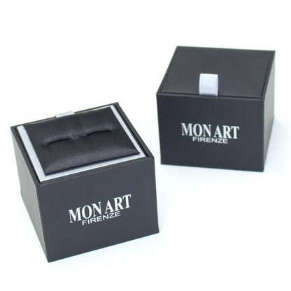 【MONART】ベネチアンガラス・グリーン×茶小花・ムッリーネのカフス(カフリンクス/カフスボタン)