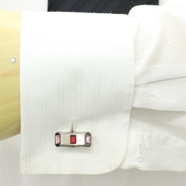 【Duncan Walton Luxury】Ryle・スワロフスキー・ピンク×レッドのカフス(カフリンクス/カフスボタン)