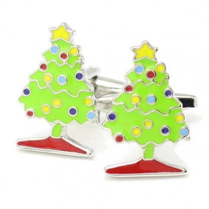 カラフルなクリスマスツリーのカフス(カフリンクス/カフスボタン)
