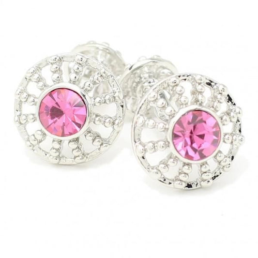ラウンド・きらきらピンクストーンのカフス（カフリンクス/カフスボタン）
