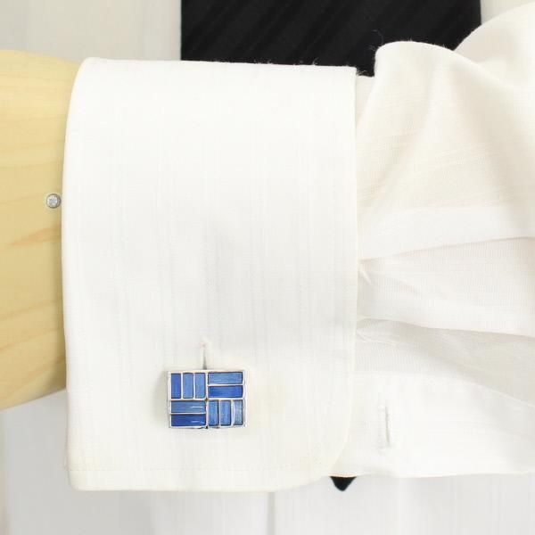 ブルーグラデーションの爽やかカフス(カフリンクス/カフスボタン)